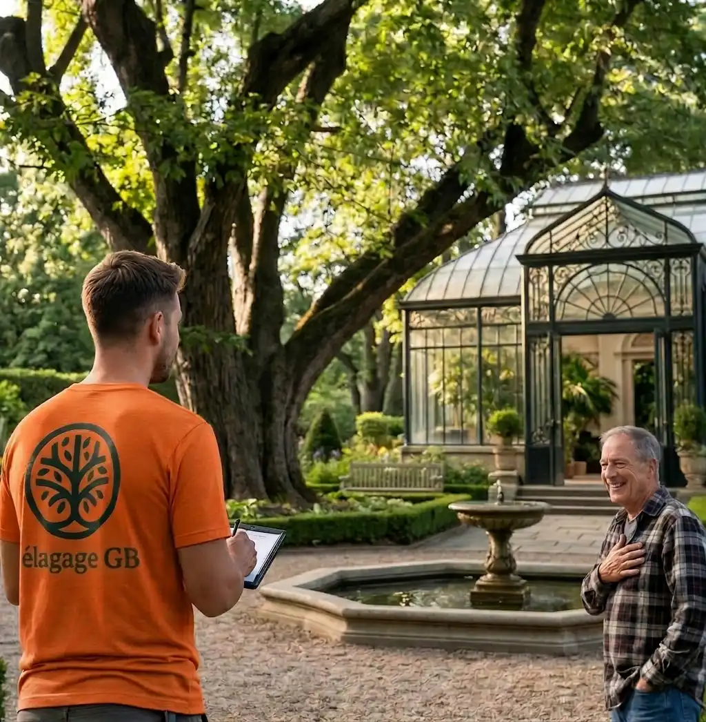 Évaluation professionnelle de la santé d'un arbre avant de décider de l'abattre